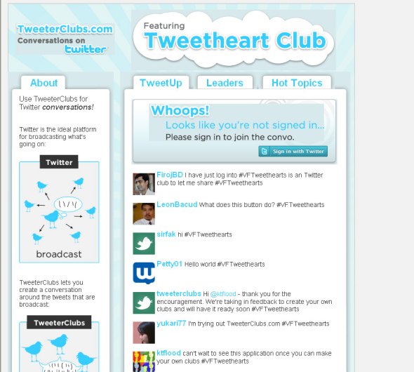 TweeterClubs頁面截圖